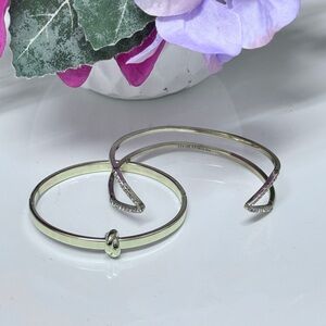 Gold Love Knot Bracelet and Open Cuff Crystal Bracelet